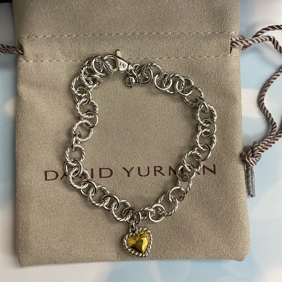 DavidYurman Silver Bracelet with Gold Heart Charm